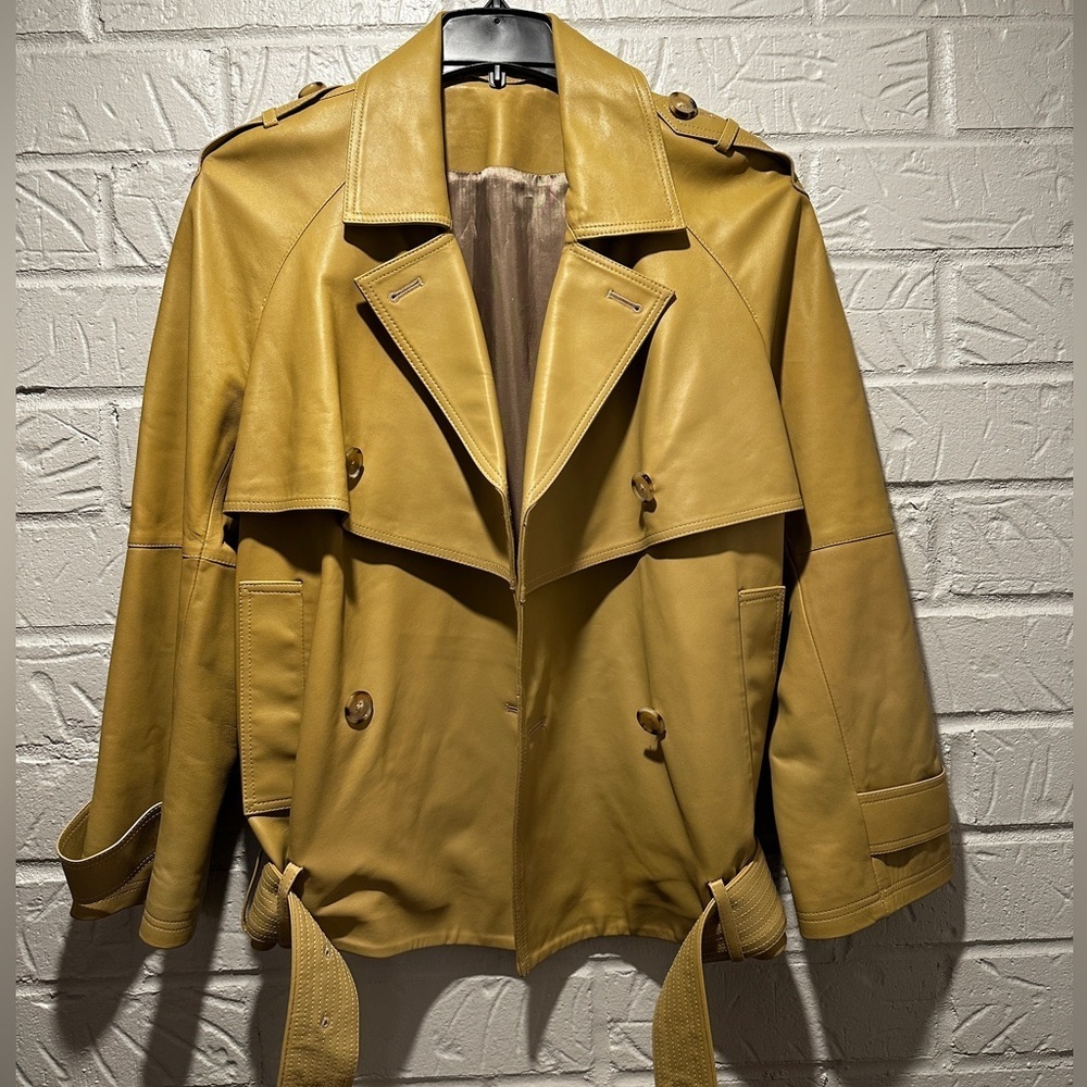 New Toteme Oversized Leather Trench Jacket Size 32 - Picture 2 of 11